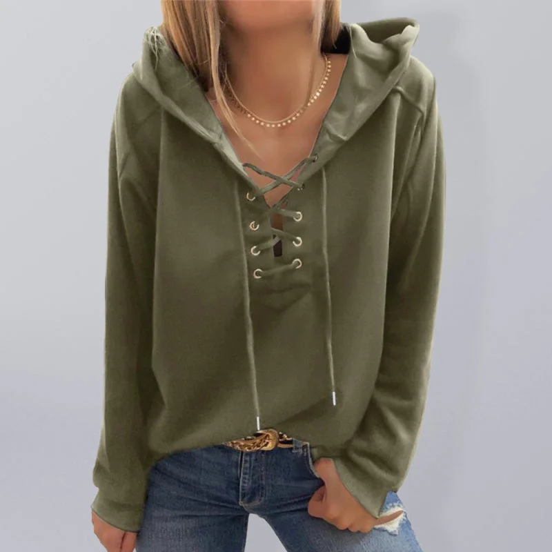 Women's Front Lace Up Long Sleeve Hoodie Hoodie with Zipper Versatile Modern Hoodie with Zipper Versatile Modern Women's Front Lace Up Long Sleeve Hoodie Hoodie with Zipper Versatile Modern Hoodie with Zipper Versatile Modern