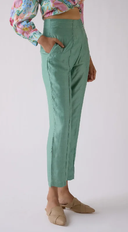 Green Straight-Fit Trousers Trousers Leisure Comfortable Trousers Leisure Comfortable