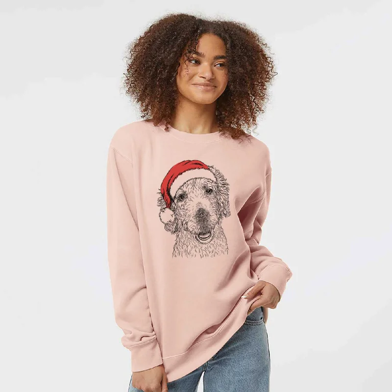 Santa Preston the Labradoodle - Unisex Pigment Dyed Crew Sweatshirt Hoodie with Ribbed Hem Stretchable Secure Hoodie with Ribbed Hem Stretchable Secure