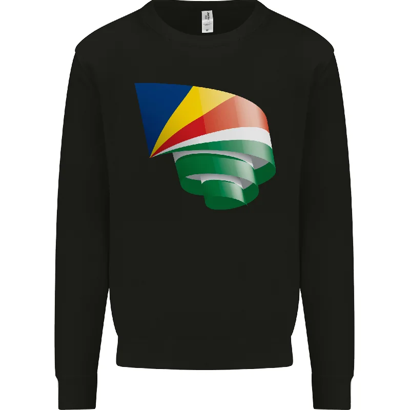 Curled Seychelles Flag Seychellois Day Football Mens Sweatshirt Jumper Hoodie Crop Top Short Trendy Hoodie Crop Top Short Trendy