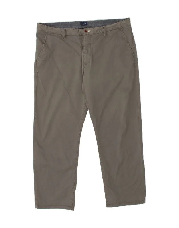 GANT Mens Regular Chino Trousers W42 L32 Grey Cotton Trousers Low Rise Relaxed Trousers Low Rise Relaxed