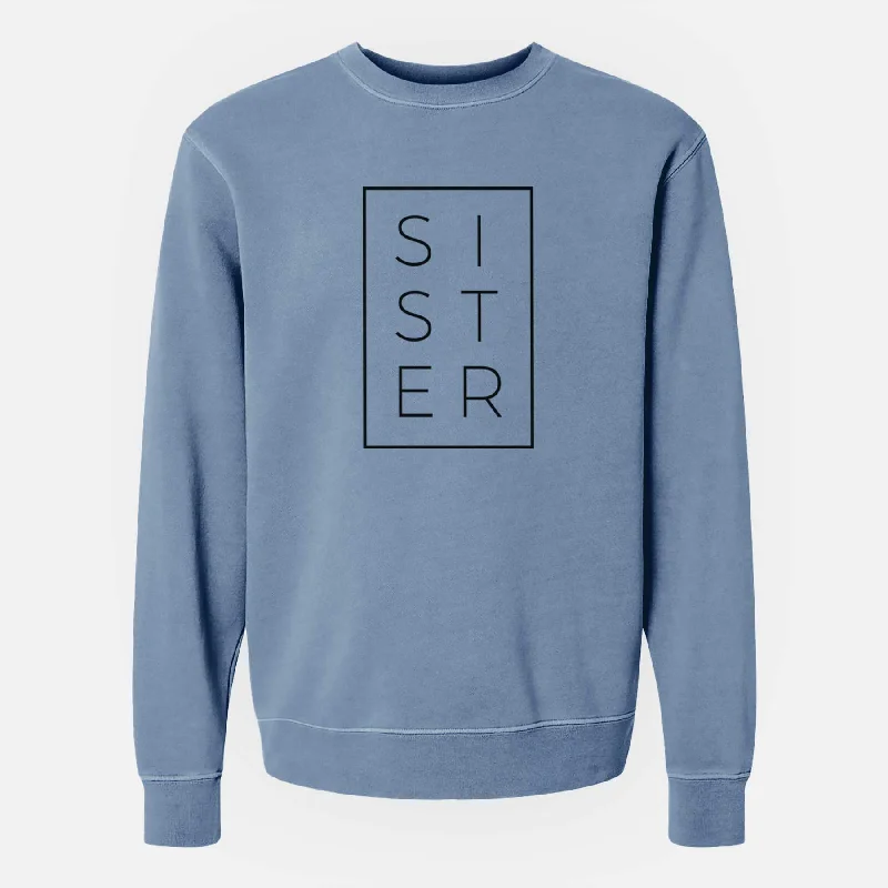 Sister Boxed - Unisex Pigment Dyed Crew Sweatshirt Hoodie with Thumb Holes Functional Cozy Hoodie with Thumb Holes Functional Cozy