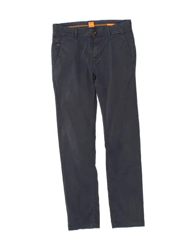 HUGO BOSS Mens Slim Chino Trousers W31 L32 Navy Blue Cotton Trousers chic elegant Trousers chic elegant