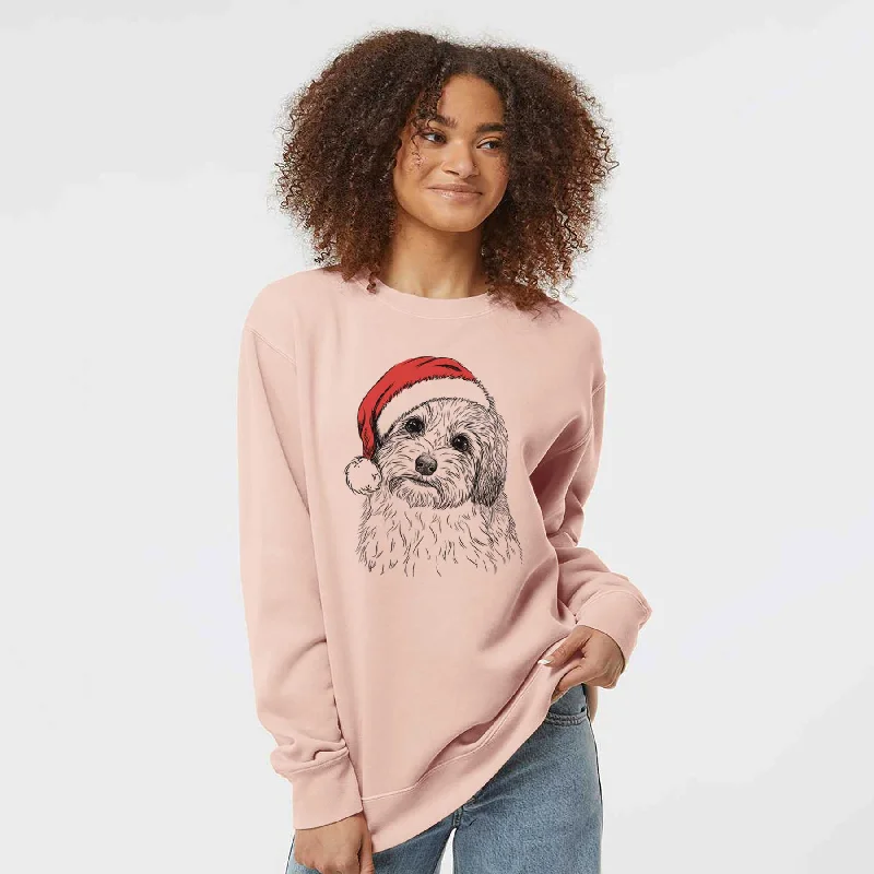 Santa Henry the Havanese - Unisex Pigment Dyed Crew Sweatshirt Hoodie Jacket Zipper Layering Hoodie Jacket Zipper Layering