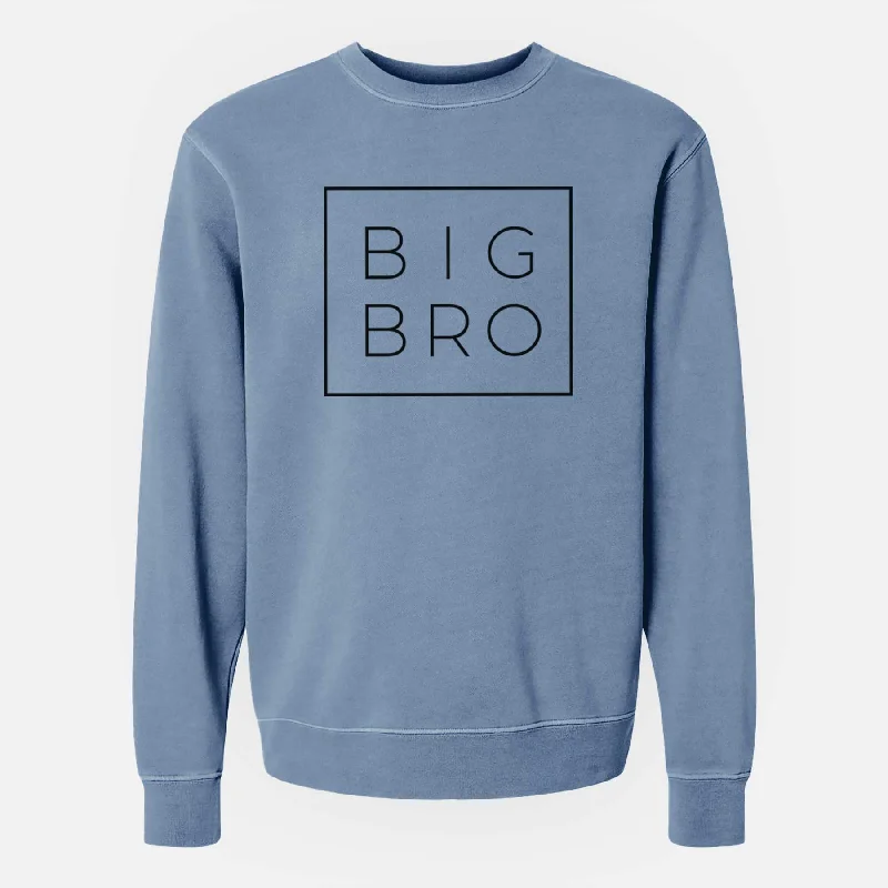 Big Bro Boxed - Unisex Pigment Dyed Crew Sweatshirt Hoodie with Hem Patch Decorative Personalized Hoodie with Hem Patch Decorative Personalized