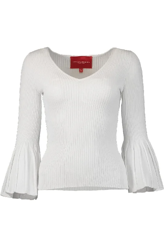 V-Neck Flare Knit Top Party Knit Blouse