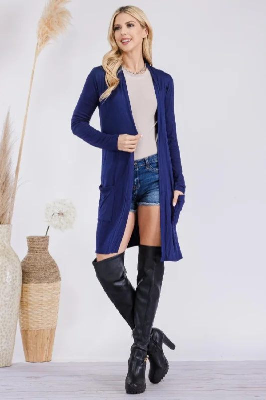 Celeste Full Size Open Front Cardigan with Pockets Mesh Fabric Canvas Fabric Denim Fabric Mesh Fabric Canvas Fabric Denim Fabric