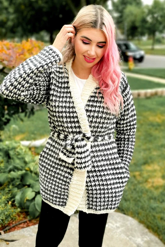 Crochet Kit - Houndstooth Comfy Cardigan Chenille Brocade Lace Chenille Brocade Lace Crochet Kit - Houndstooth Comfy Cardigan Chenille Brocade Lace Chenille Brocade Lace