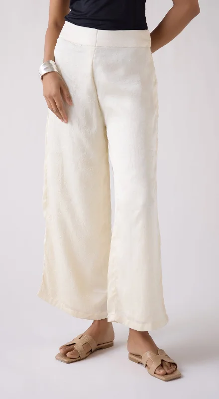 Ivory Wide-Leg Trousers Trousers Lace Delicate Trousers Lace Delicate