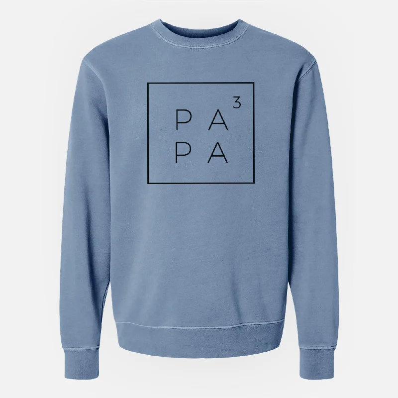 Papa to the 3rd Power Boxed - Unisex Pigment Dyed Crew Sweatshirt Hoodie with Fur Luxurious Winter Hoodie with Fur Luxurious Winter