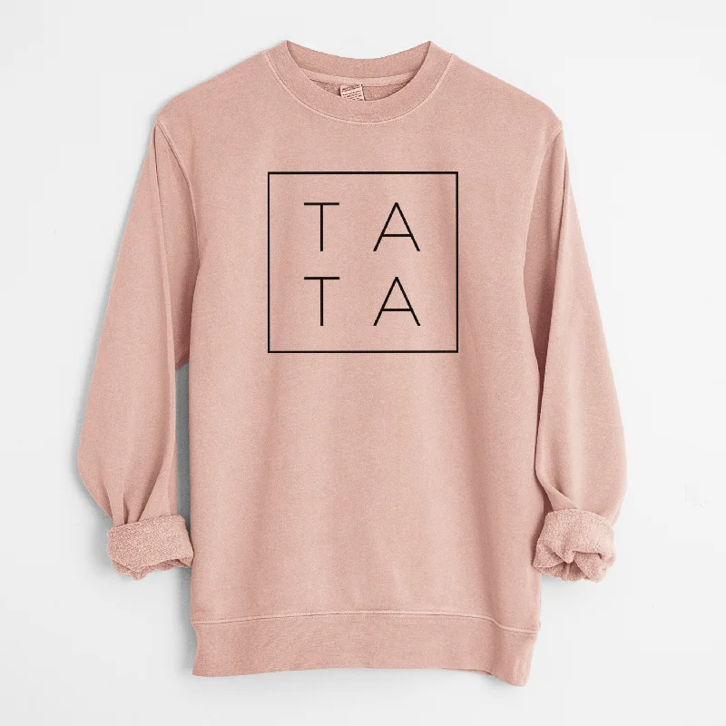 Tata Boxed - Unisex Pigment Dyed Crew Sweatshirt Hoodie with Patch Decorative Personalized Hoodie with Patch Decorative Personalized