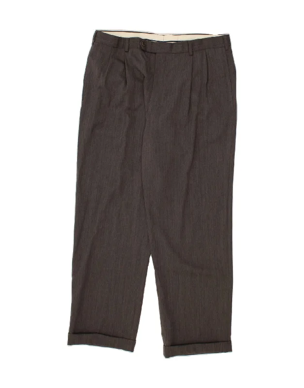 BROOKS BROTHERS Mens Pegged Suit Trousers W38 L30  Grey Wool Trousers sophisticated sleek Trousers sophisticated sleek