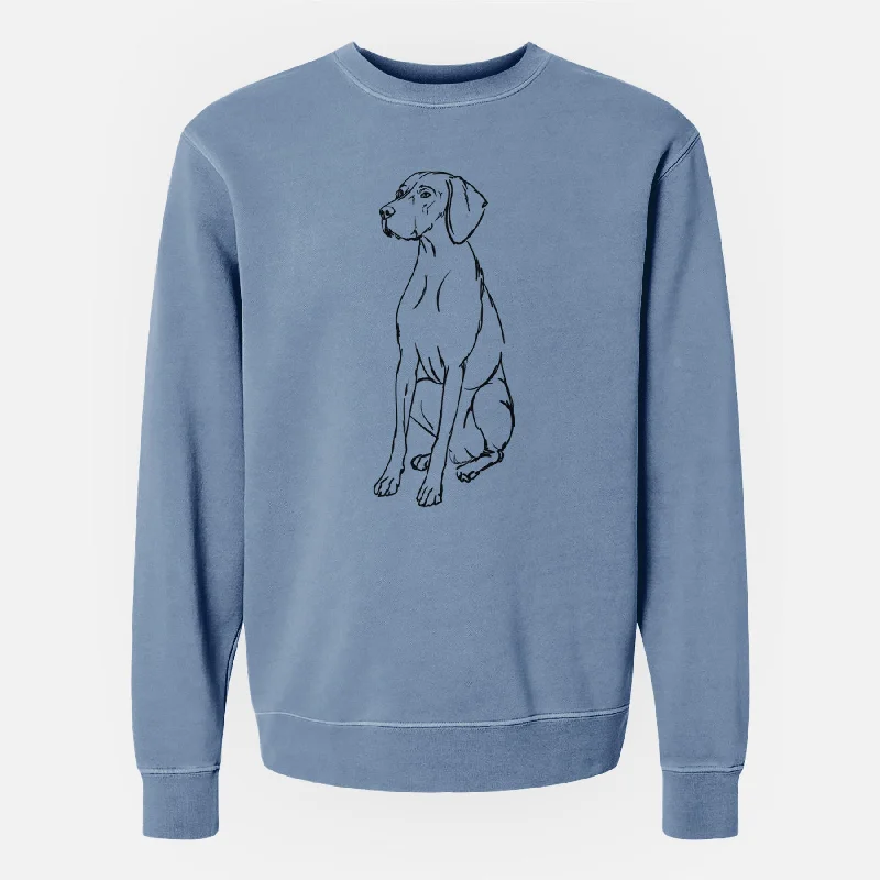 Doodled Rio the Vizsla - Unisex Pigment Dyed Crew Sweatshirt Hoodie with Slim Fit Tailored Modern Hoodie with Slim Fit Tailored Modern