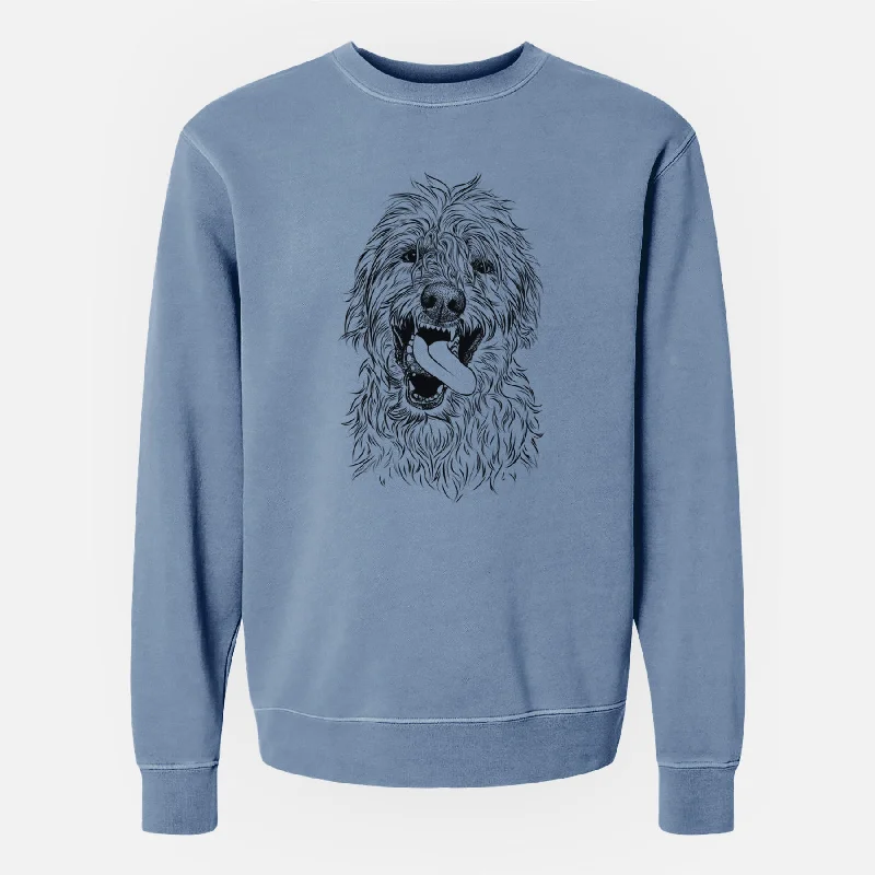 Bare Groot the Irish Wolfhound - Unisex Pigment Dyed Crew Sweatshirt Hoodie with Mock Neck Collared Structured Hoodie with Mock Neck Collared Structured