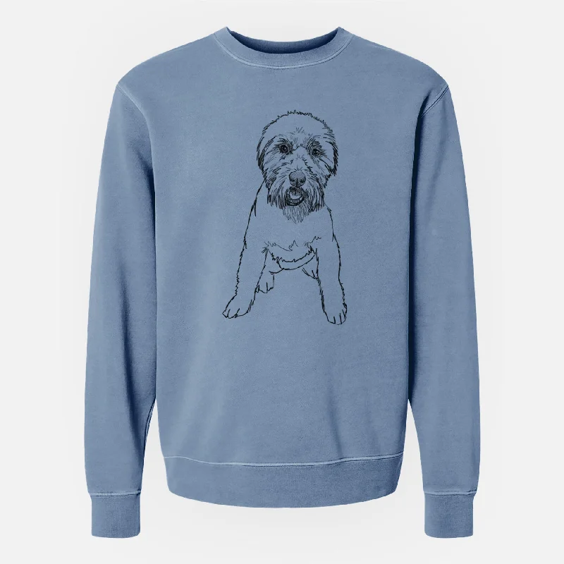 Doodled Riona the Soft Coated Wheaten Terrier - Unisex Pigment Dyed Crew Sweatshirt Hoodie with Drawcord Adjustable Secure Hoodie with Drawcord Adjustable Secure