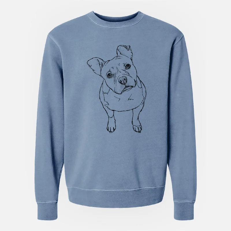 Doodled Koda Bear the Pitbull Mix - Unisex Pigment Dyed Crew Sweatshirt Hoodie with Lining Warm Insulated Hoodie with Lining Warm Insulated