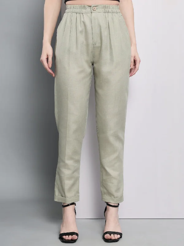 TANDUL  Women Regular Fit Grey Polycotton Trousers Trousers Review Highly Trousers Review Highly