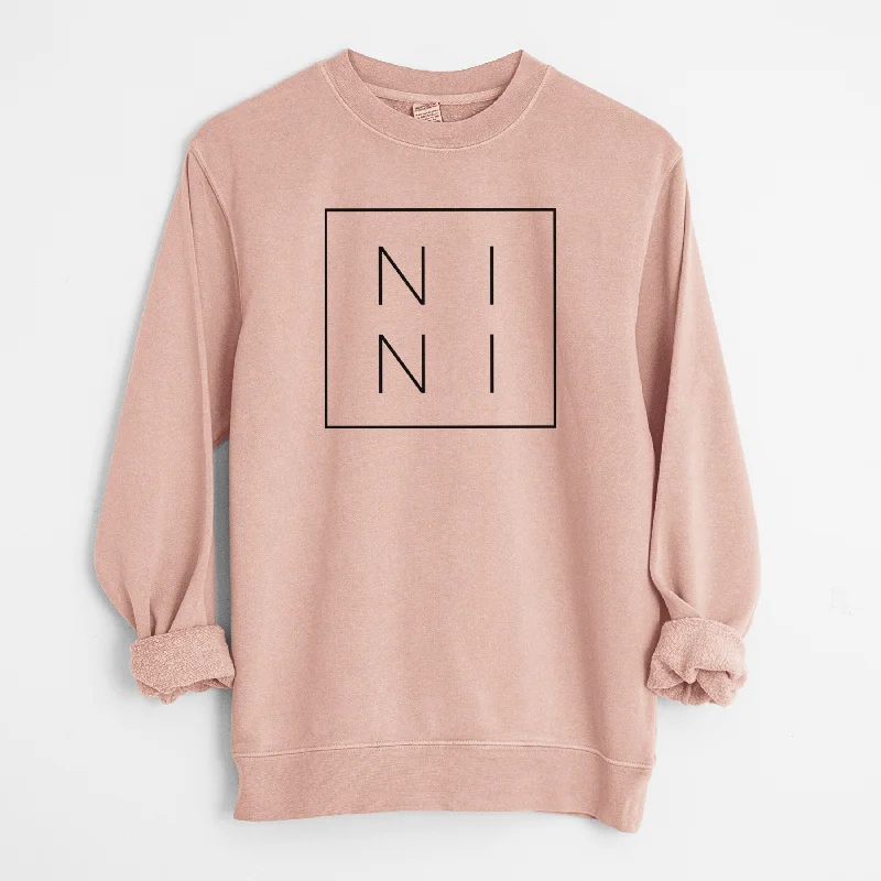 Nini Boxed - Unisex Pigment Dyed Crew Sweatshirt Hoodie with Rhinestones Sparkly Elegant Hoodie with Rhinestones Sparkly Elegant