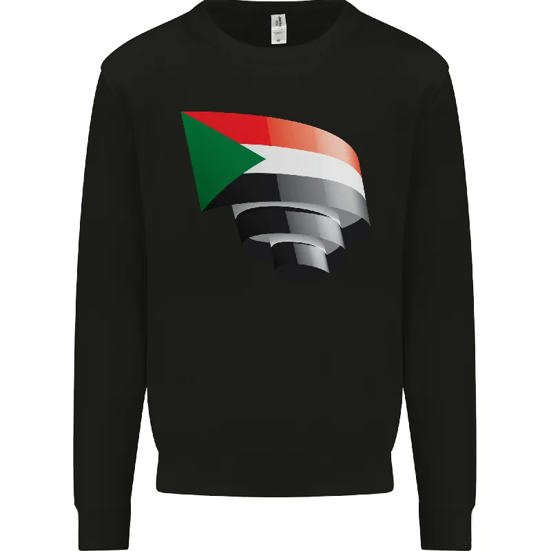 Curled Sudan Flag Sudanese Day Football Mens Sweatshirt Jumper Hoodie with Double Zipper Versatile Adjustable Hoodie with Double Zipper Versatile Adjustable