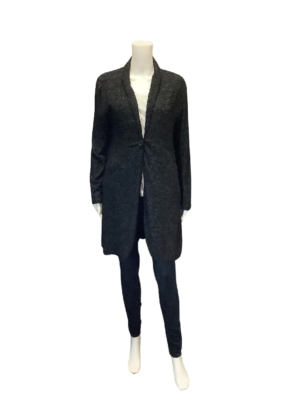 Knot Sisters Women's Midi Cardigan Black Size: S Ribbed Striped Patterned Ribbed Striped Patterned Knot Sisters Women's Midi Cardigan Black Size: S Ribbed Striped Patterned Ribbed Striped Patterned