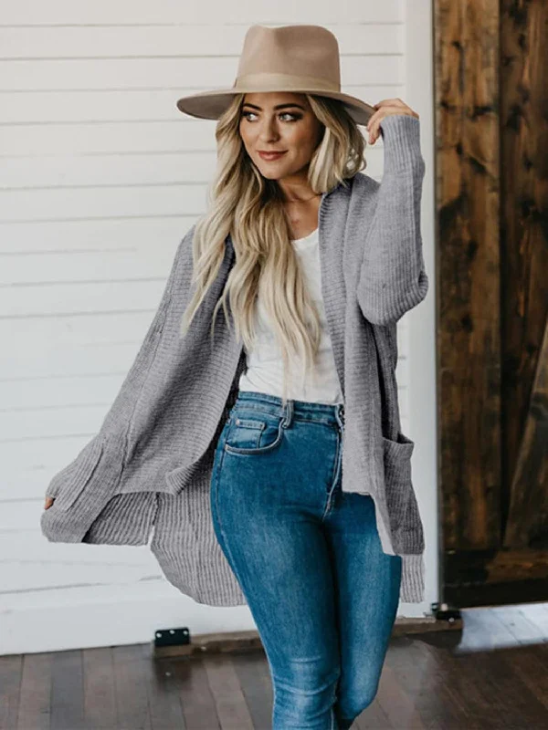 High-Low Open Front Cardigan with Pockets Boxy Cardigan Fitted Cardigan A-Line Boxy Cardigan Fitted Cardigan A-Line