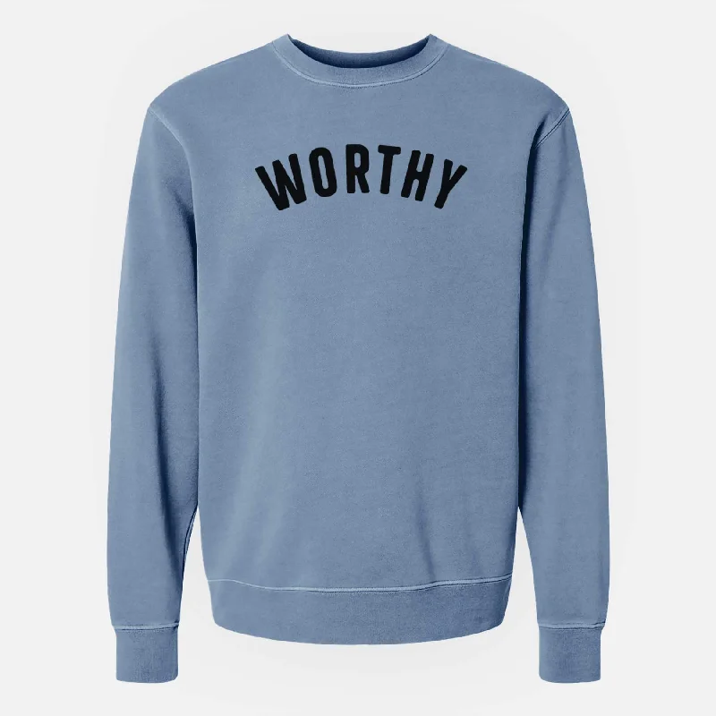 Worthy - Articulate Collection - Unisex Pigment Dyed Crew Sweatshirt Hoodie with Elastic Cuffs Stretchable Comfortable Hoodie with Elastic Cuffs Stretchable Comfortable