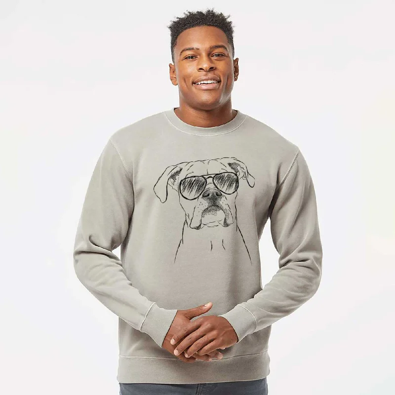 Aviator Henley the Boxer - Unisex Pigment Dyed Crew Sweatshirt Hoodie with Distressed Vintage Worn Hoodie with Distressed Vintage Worn Aviator Henley the Boxer - Unisex Pigment Dyed Crew Sweatshirt Hoodie with Distressed Vintage Worn Hoodie with Distressed Vintage Worn