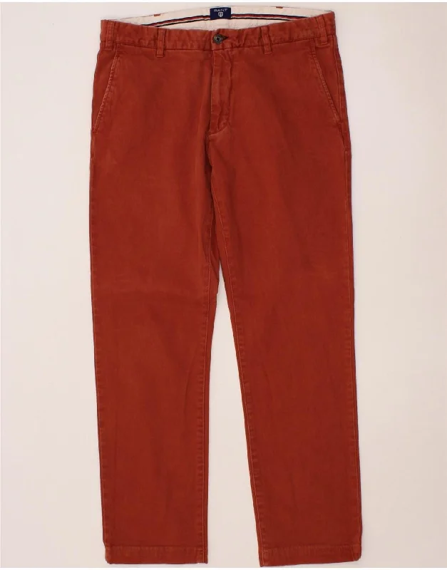 GANT Mens Regular Chino Trousers W34 L32 Maroon Trousers Yoga Stretchy Trousers Yoga Stretchy