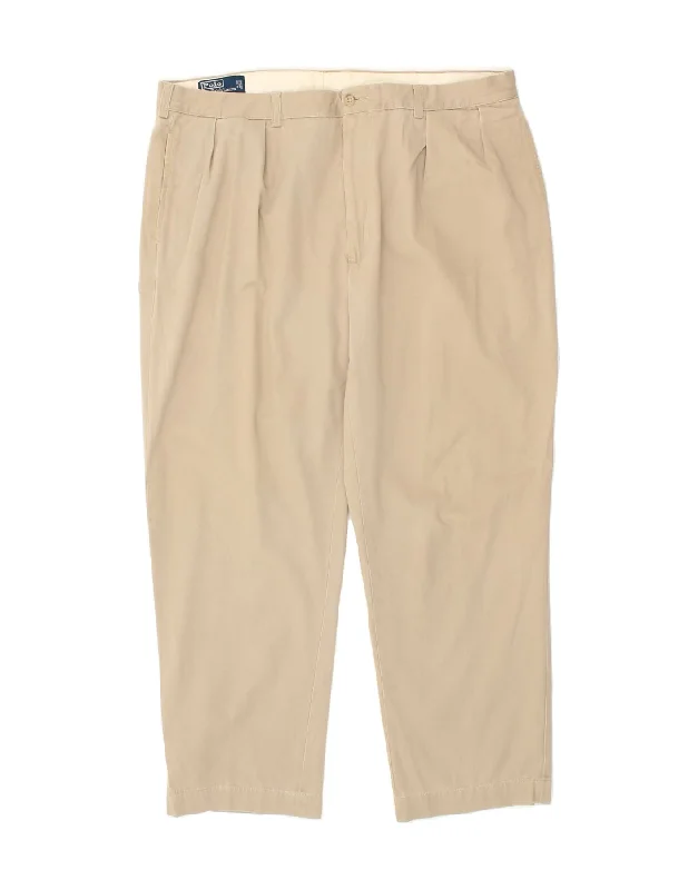 POLO RALPH LAUREN Mens Pegged Chino Trousers W40 L30 Beige Cotton Trousers Harem Relaxed Fit Trousers Harem Relaxed Fit