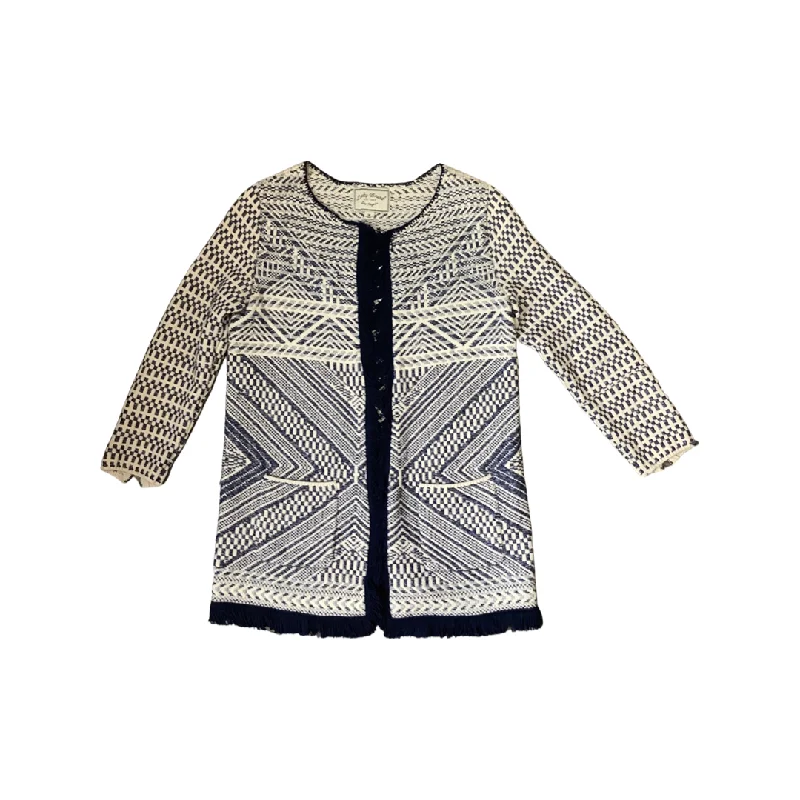Lucky Brand Blue Cream Fringed Cardigan Size M Denim Fabric Leather Fabric Suede Fabric Denim Fabric Leather Fabric Suede Fabric Lucky Brand Blue Cream Fringed Cardigan Size M Denim Fabric Leather Fabric Suede Fabric Denim Fabric Leather Fabric Suede Fabric
