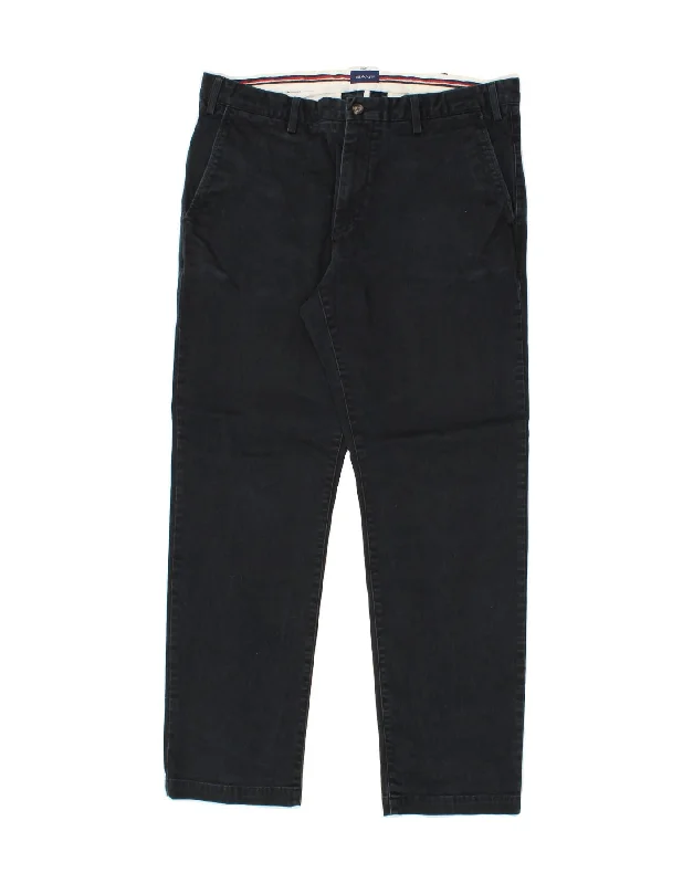 GANT Mens Regular Chino Trousers W36 L30  Navy Blue Cotton Trousers Denim Blue Trousers Denim Blue