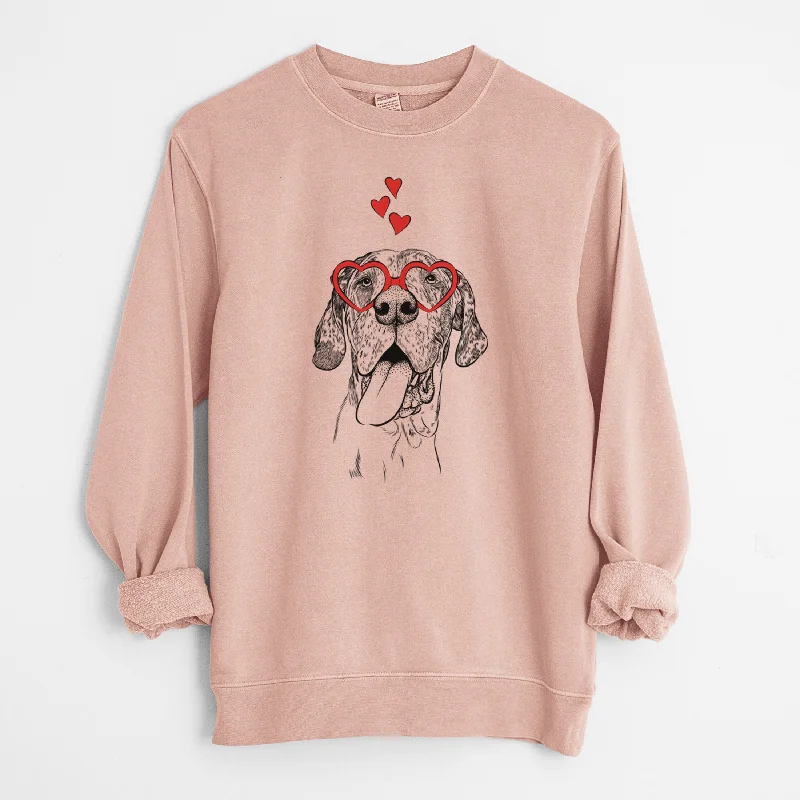 Valentine Hennessey the Great Dane - Unisex Pigment Dyed Crew Sweatshirt Hoodie with Button Classic Timeless Hoodie with Button Classic Timeless