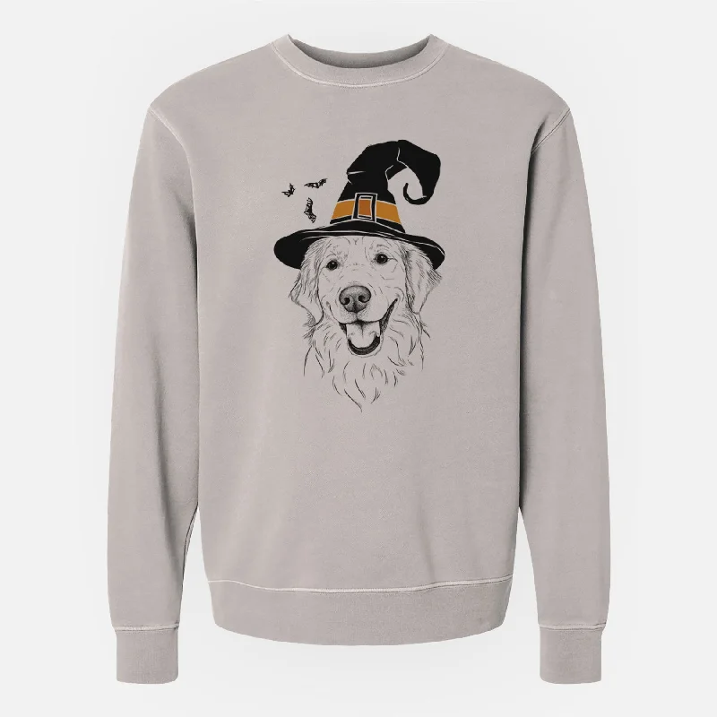 Witch Maple the Golden Retriever - Unisex Pigment Dyed Crew Sweatshirt Hoodie with Typography Text Message Hoodie with Typography Text Message Witch Maple the Golden Retriever - Unisex Pigment Dyed Crew Sweatshirt Hoodie with Typography Text Message Hoodie with Typography Text Message