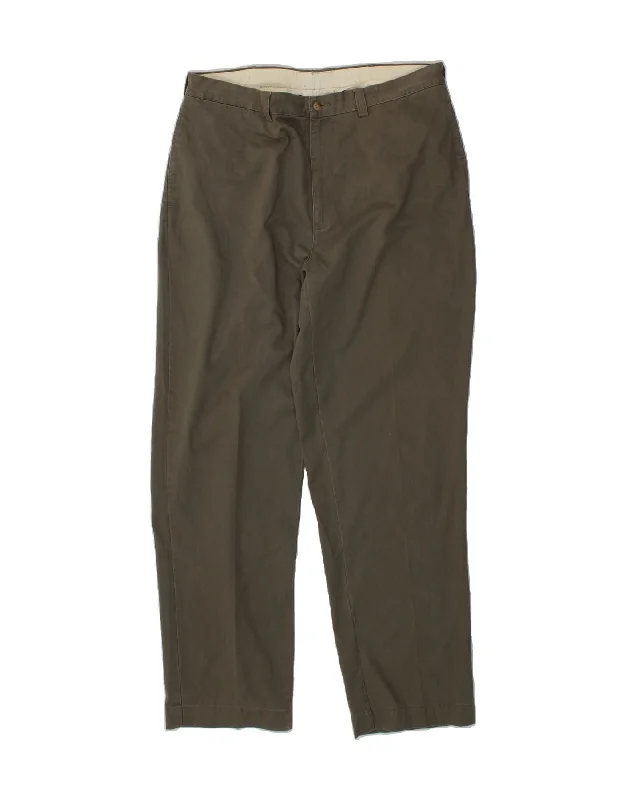 POLO RALPH LAUREN Mens Straight Chino Trousers  W34 L38 Khaki Trousers Pleated Formal Trousers Pleated Formal