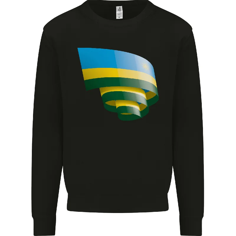 Curled Rwanda Flag Rwandan Day Football Mens Sweatshirt Jumper Hoodie with Cuffed Sleeves Snug Secure Hoodie with Cuffed Sleeves Snug Secure