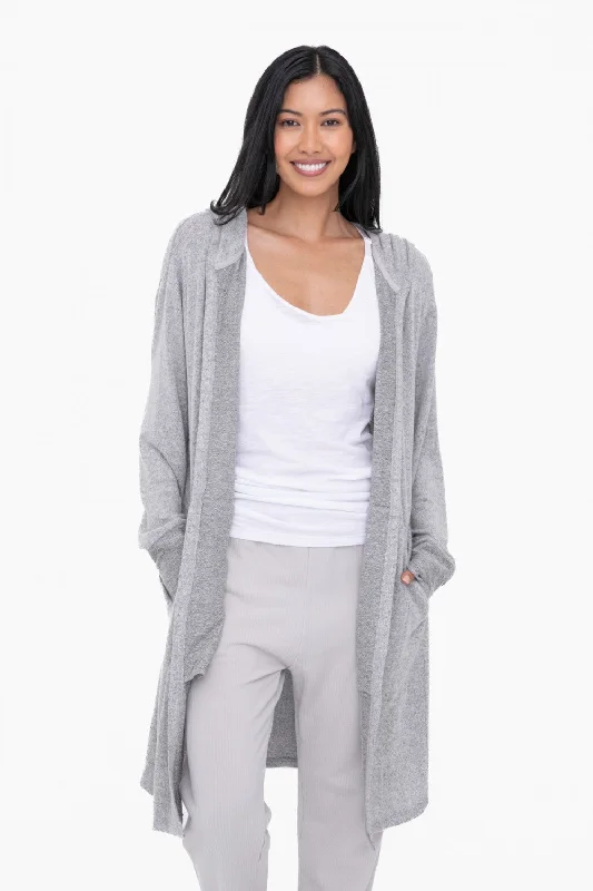 Life. Live It. 2-Tone Gray Hooded Cardigan with Pockets Neon metallic Matte Neon metallic Matte