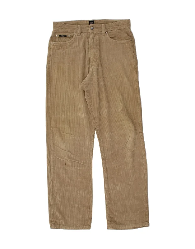 HUGO BOSS Mens Arkansas Straight Corduroy Trousers W32 L34 Beige Cotton Trousers versatile functional Trousers versatile functional