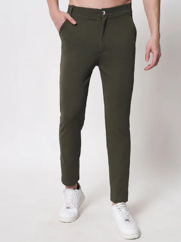 TANDUL  Men Regular Fit Green Lycra Blend Trousers Trousers Canvas Durable Trousers Canvas Durable