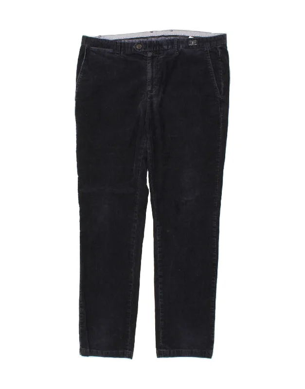 TOMMY HILFIGER Mens Slim Corduroy Trousers W36 L32  Navy Blue Cotton Trousers Solid Black Trousers Solid Black