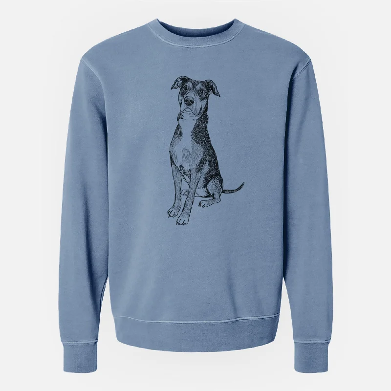 Doodled Moose the American Staffordshire Terrier - Unisex Pigment Dyed Crew Sweatshirt Hoodie with Strings Custom Fit Adjustable Hoodie with Strings Custom Fit Adjustable