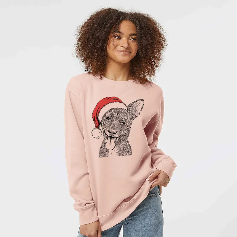 Santa Elvira the Terrier Mix - Unisex Pigment Dyed Crew Sweatshirt Hoodie with Elastic Waist Stretchable Comfortable Hoodie with Elastic Waist Stretchable Comfortable