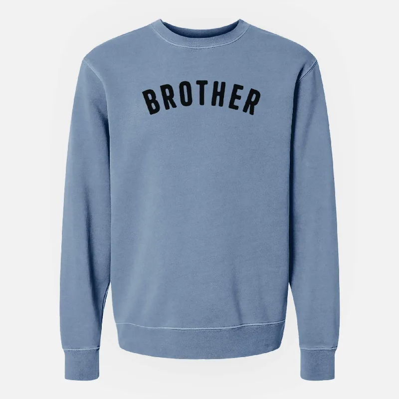 Brother - Articulate Collection - Unisex Pigment Dyed Crew Sweatshirt Hoodie with Button Placket Classic Preppy Hoodie with Button Placket Classic Preppy