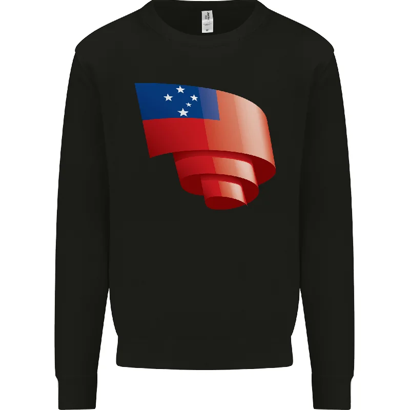 Curled Samoa Flag Samoan Day Football Mens Sweatshirt Jumper Hoodie with High-Low Hem Asymmetrical Trendy Hoodie with High-Low Hem Asymmetrical Trendy