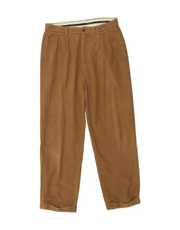 BROOKS BROTHERS Mens Elliot Pegged Chino Trousers W32 L30 Brown Cotton Trousers versatile all-occasion Trousers versatile all-occasion