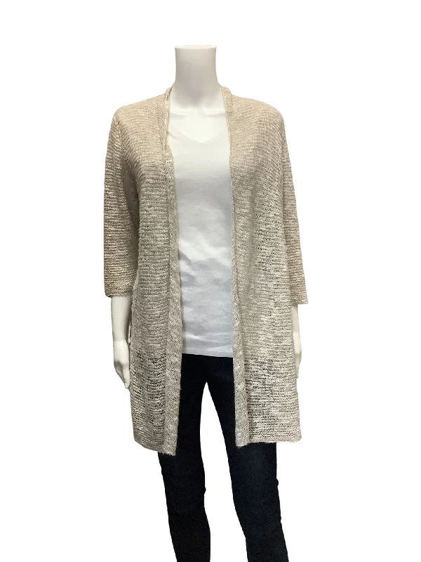 Eileen Fisher Taupe Cardigan Size: P/M Print Jacquard Patchwork Print Jacquard Patchwork Eileen Fisher Taupe Cardigan Size: P/M Print Jacquard Patchwork Print Jacquard Patchwork