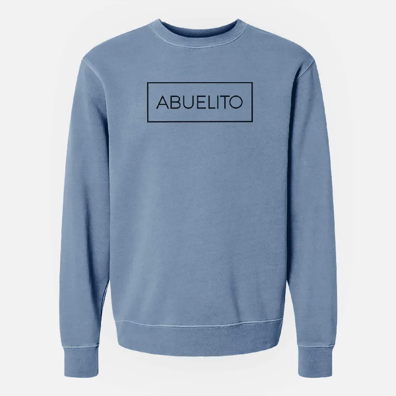 Abuelito Boxed - 1 Line - Unisex Pigment Dyed Crew Sweatshirt Hoodie with Strings Custom Fit Adjustable Hoodie with Strings Custom Fit Adjustable