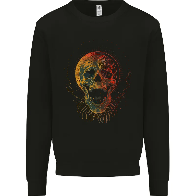 Cyberspace Skull Mens Sweatshirt Jumper Cotton Hoodie Fleece Lining Warmth Cotton Hoodie Fleece Lining Warmth