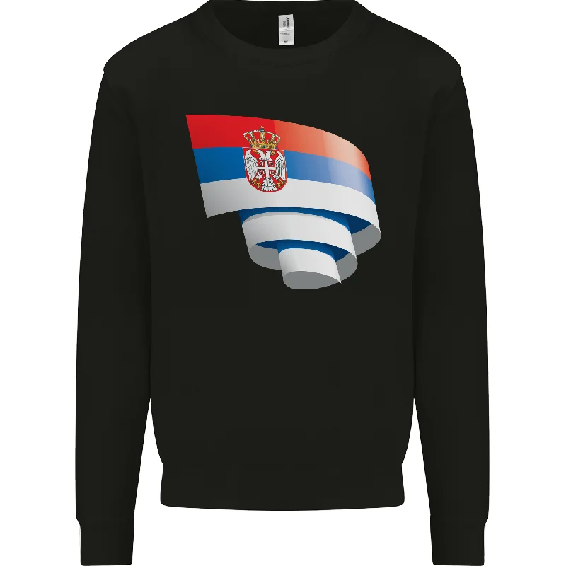 Curled Serbia Flag Serbia Day Football Mens Sweatshirt Jumper Oversized Hoodie Comfort Casual Oversized Hoodie Comfort Casual