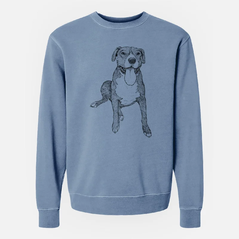 Doodled Zorro the Pitbull Mix - Unisex Pigment Dyed Crew Sweatshirt Hoodie with Cuffed Sleeves Snug Secure Hoodie with Cuffed Sleeves Snug Secure