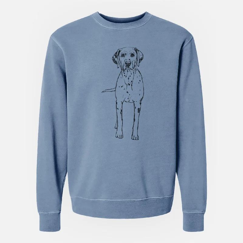 Doodled Gneiss the Dalmatian - Unisex Pigment Dyed Crew Sweatshirt Hoodie with Oversized Fit Loose Comfortable Hoodie with Oversized Fit Loose Comfortable